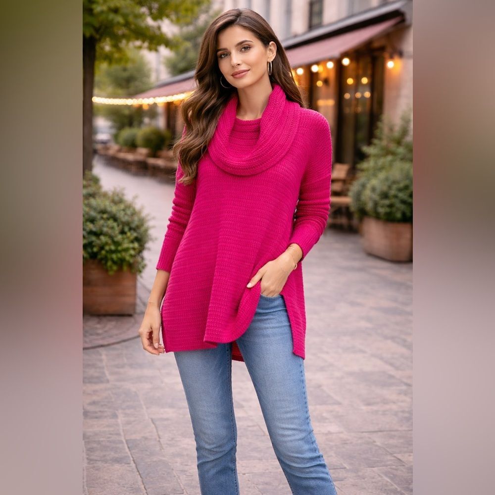 Style & co Women's Pink Cowl Neck Sweater Sz M
